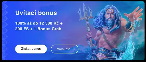 Uvítací bonus až 12 500 Kč + 200 free spinů a 1 Bonus Crab