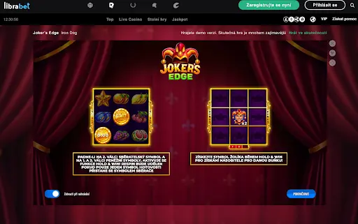 Výherní automat Joker's Edge – demo hra se symboly ovoce, mincí a žolíka